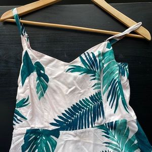 Pink dress with palm leaf print